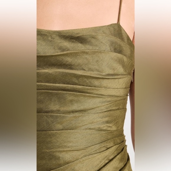 Aje Clarice Draped Maxi Dress, Deep Olive, US 4/UK 8. Beautiful green linen gown - Picture 5 of 6